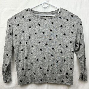 Lucky Brand Long Sleeve Super Soft Shirt Women XL Gray with Blue Stars